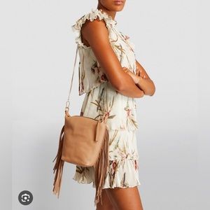 AllSaints Evaline Fringe Leather Crossbody Bag Color: Tan
